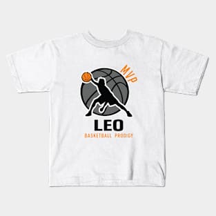 Leo MVP Custom Player Basketball Prodigy Your Name Kids T-Shirt